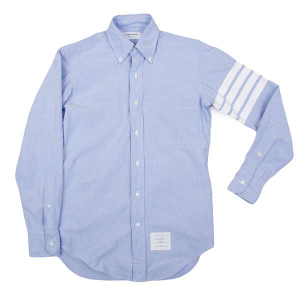 トムブラウンTHOM BROWNE 4ラインスリーブオックスフォードボタンダウンシャツ ブルー1