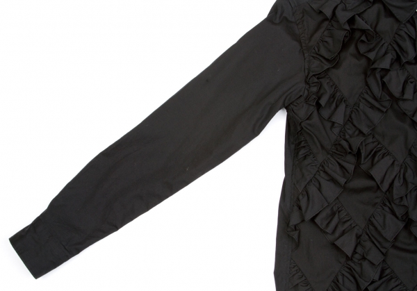 【販売終了】コムデギャルソン オムプリュスCOMME des GARCONS HOMME PLUS ダイヤキルトフリル装飾長袖シャツ 黒XS