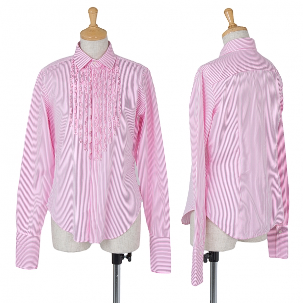 【SALE】ラルフローレンRALPH LAUREN フリルデザインストライプシャツ ピンク白9