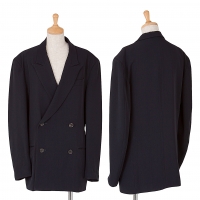  (SALE) Y's  Rayon Poly Double-Breasted Jacket Navy S-M