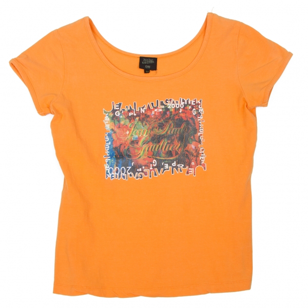 【SALE】ジャンポールゴルチエ ファムJean Paul GAULTIER FEMME ロゴグラフィックプリント半袖Tシャツ オレンジ40