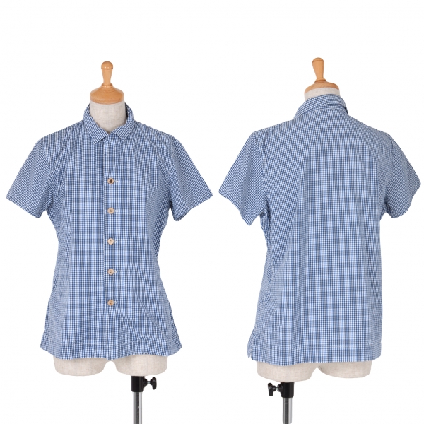 【SALE】45rpm ギンガムチェックオープンカラーシャツ 白青3