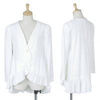  (SALE) EMPORIO ARMANI Frills design collarless shirt jacket White 40
