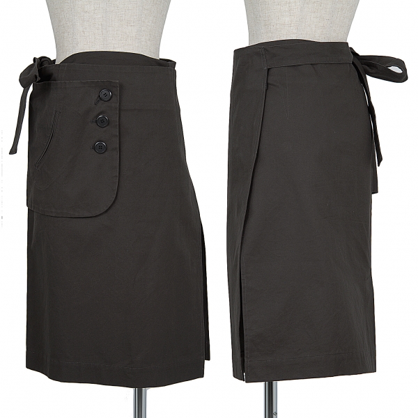 【SALE】ワイズY's デザインオーバースカート 墨黒１