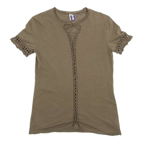 ジーンズポールゴルチエjean's Paul GAULTIER 編みデザイン半袖Tシャツ カーキ48