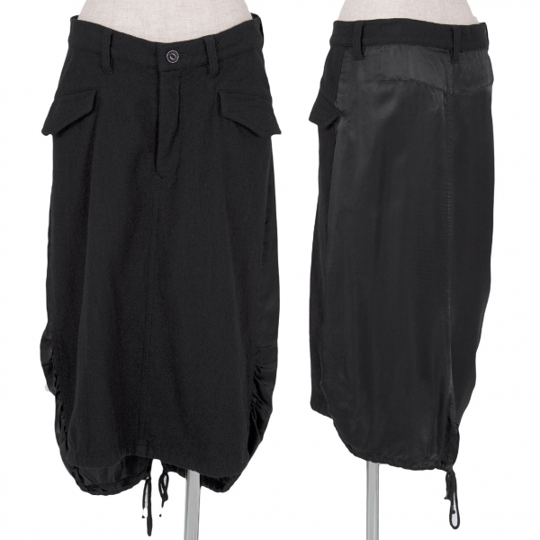 【SALE】ワイズY's ウールキュプラ切替デザインバックフィッシュテールスカート 黒2