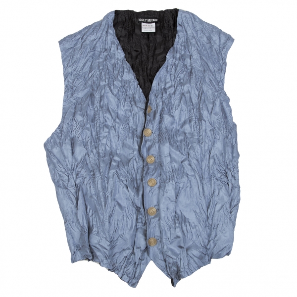 ISSEY MIYAKE MEN Polyester Wrinkled Vest Blue M | PLAYFUL