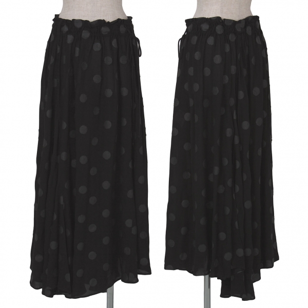 【SALE】ワイズY's 和紙ドットデザインキュプラシースルースカート 黒2