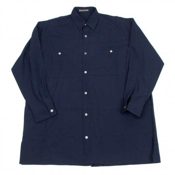 【SALE】ワイズフォーメンY's for men ウール切替デザインシャツ 紺M位