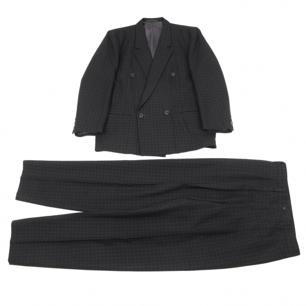 【SALE】ワイズフォーメンY's for men チェック織りウールセットアップスーツ グレー黒M/S