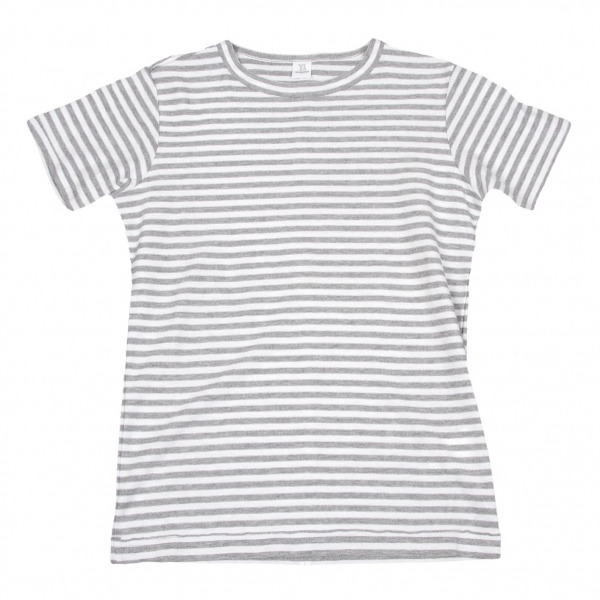 【SALE】ワイズY's コットンボーダーTシャツ 杢グレー白3