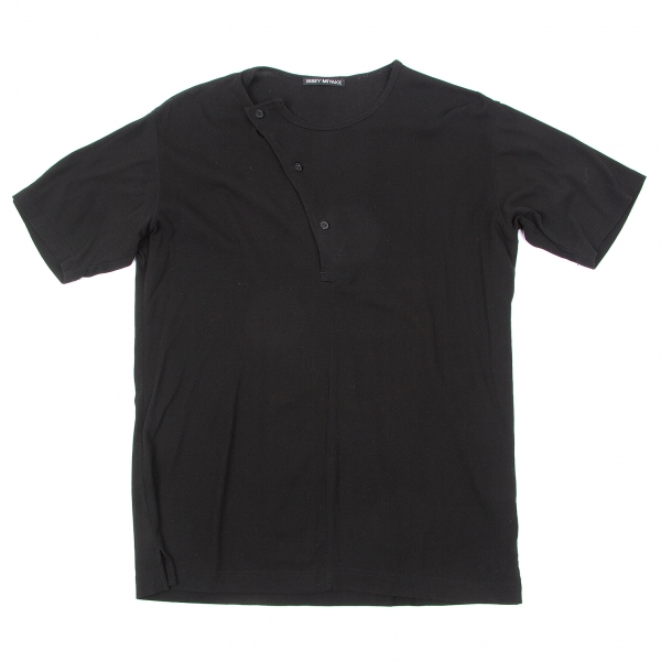 イッセイミヤケ メンISSEY MIYAKE MEN コットン変形開きデザインTシャツ 黒2