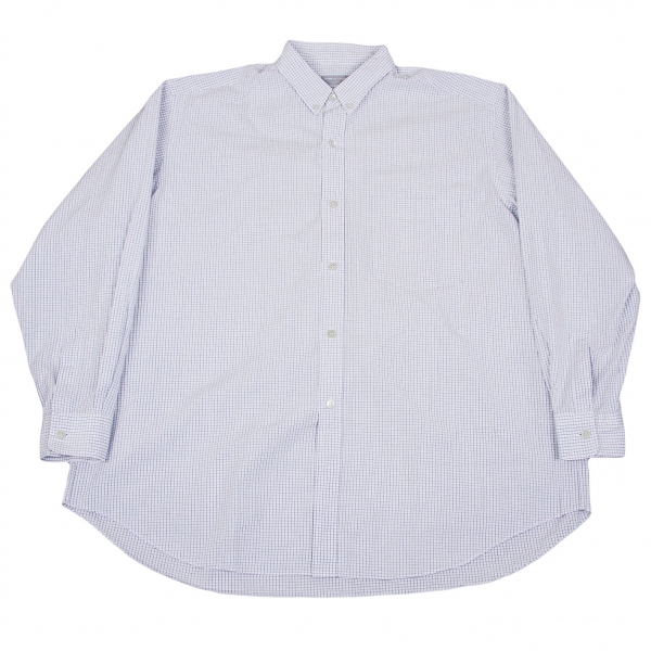 【SALE】コムデギャルソン オムCOMME des GARCONS HOMME ブロックチェックデザインシャツ 白青グレーＭ