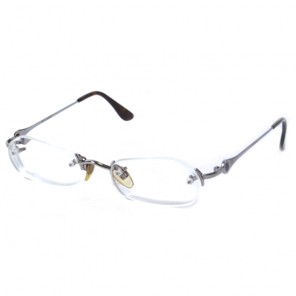 【販売終了】ブルガリBVLGARI J001468 ツーポイントフレームメガネ眼鏡 度入りクリアレンズ シルバー51 20 135｜PLAYFUL