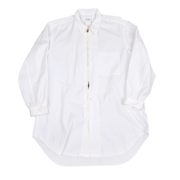 【最終値下げ】ヨウジヤマモトプールオムYohji Yamamoto POUR HOMME コットンジップデザインシャツ 白Ｍ