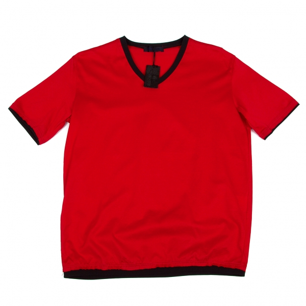 新品！コウシンサトウKOHSHIN SATOH VネックTシャツ 赤黒48