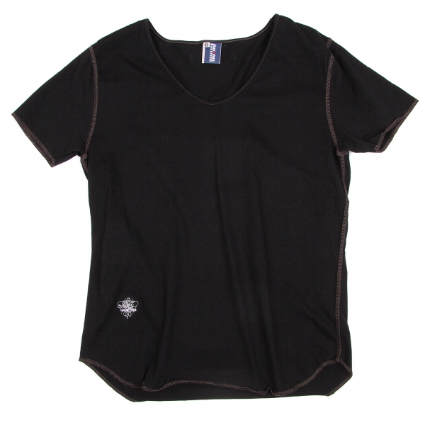 ジーンズポールゴルチエjean's Paul GAULTIER ワンポイント刺繍半袖Tシャツ 黒48