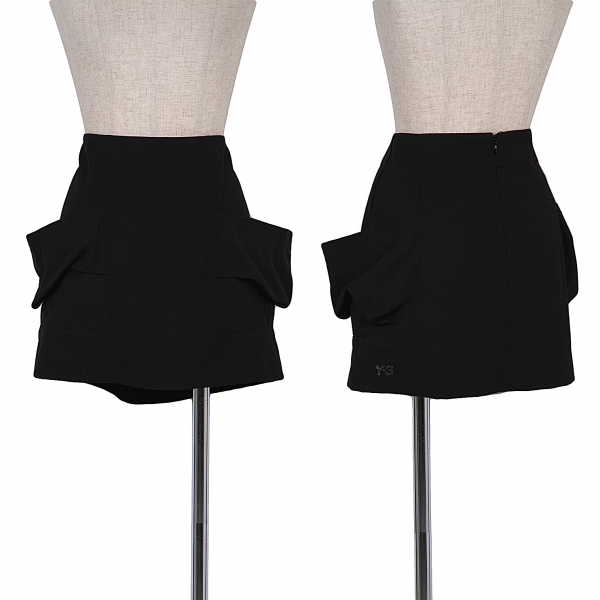 【SALE】ワイスリーY-3 ウールギャバポケットデザインスカート 黒S