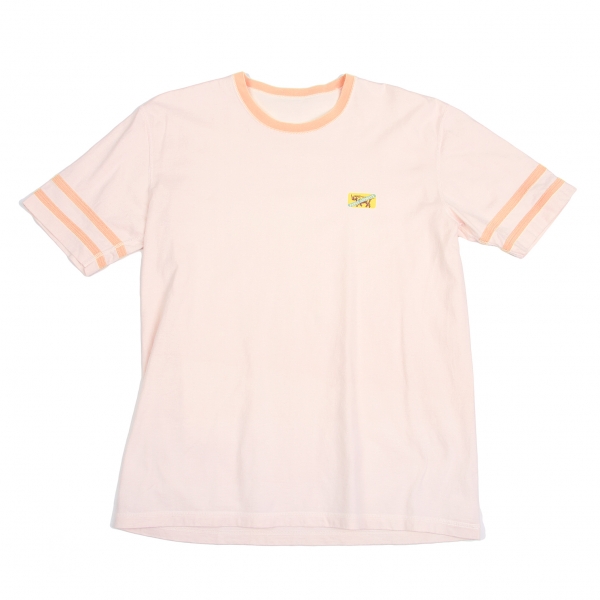【SALE】パパスPapas 袖2本ラインTシャツ 淡ピンク他M