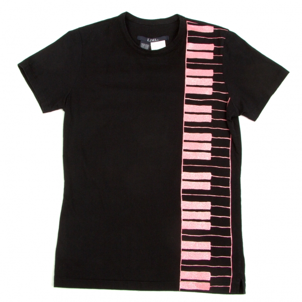 【SALE】リミフゥLIMI feu 鍵盤ラメプリントTシャツ 黒ピンクS