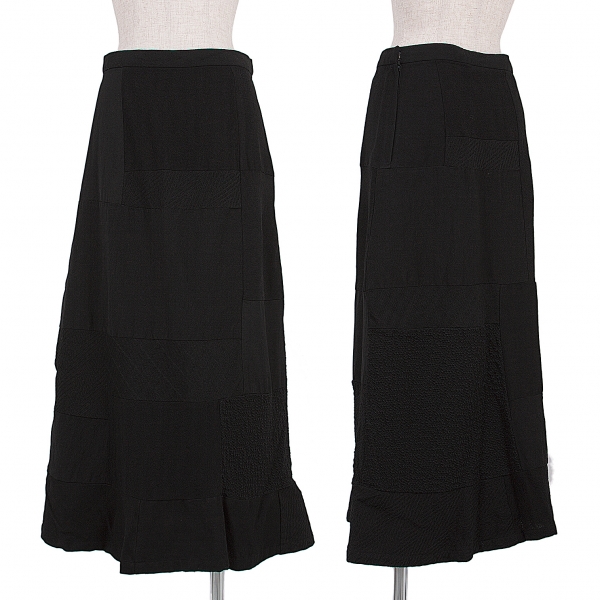 【SALE】トリコ コムデギャルソンtricot COMME des GARCONS ウール製品染めパッチワークデザインスカート 黒M