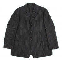  Y's for men Stripe Wool Jacket Black,Ivory M