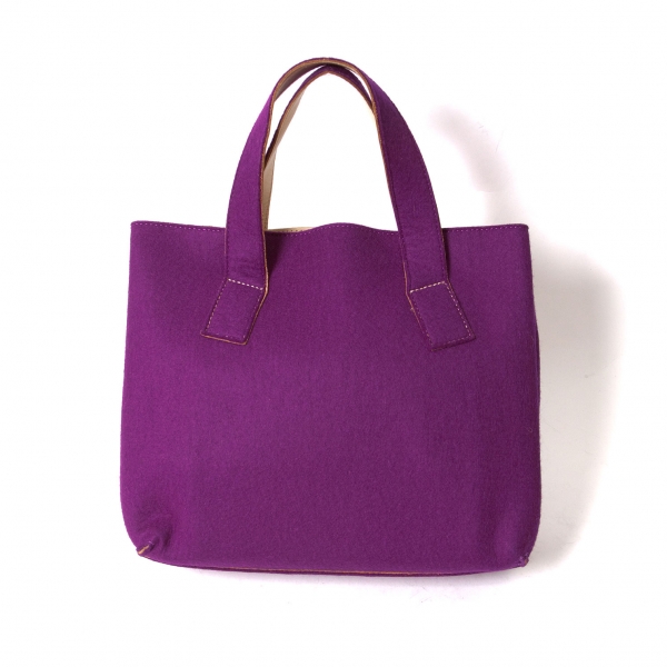 【SALE】ワイズY's 裏ヌメ革ウールトートバッグ 紫ベージュ