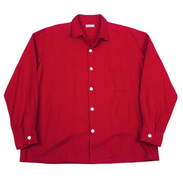 【SALE】コムデギャルソン オムCOMME des GARCONS HOMME 起毛コットンオープンカラーシャツ 赤M位