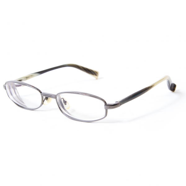 【SALE】オブジェクトOBJ オーバルメガネ眼鏡 度入りクリアレンズ クリームチャコール53□18 142