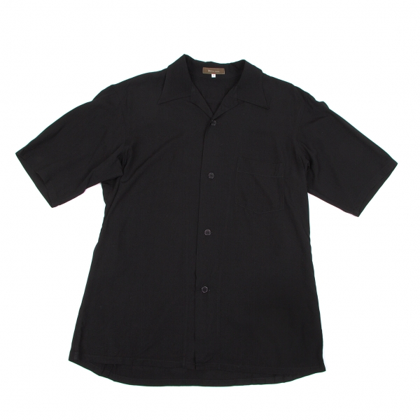 ワイズフォーメンY's for men バンブーオープンカラー半袖シャツ 黒3
