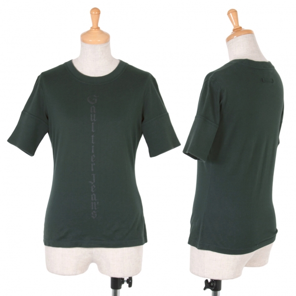 【SALE】ゴルチエジーンズGAULTIER JEAN'S リブ切替ロゴプリントTシャツ 深緑40