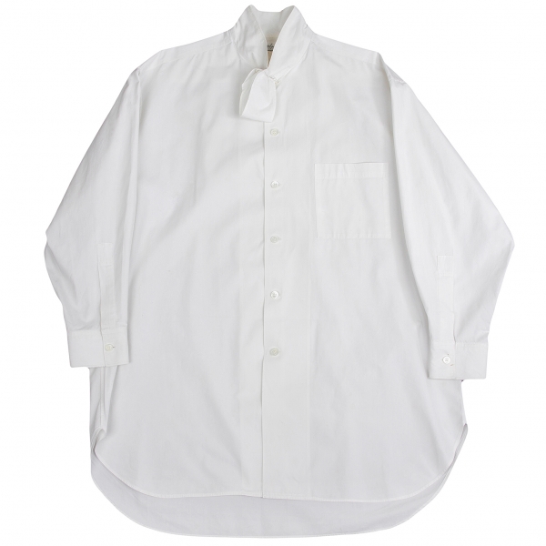 ヨウジヤマモト プールオムYohji Yamamoto POUR HOMME 衿飾りコットンロングシャツ 白ML