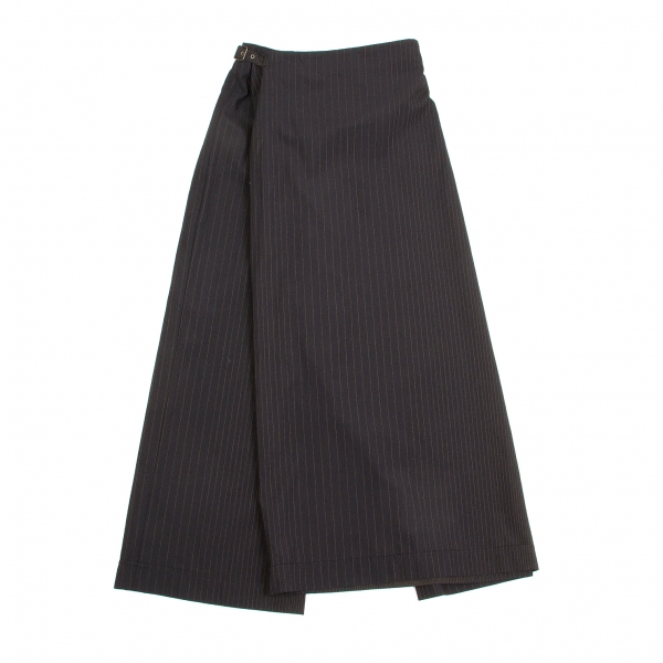 Jean-Paul GAULTIER CLASSIQUE Wool Strip Wrap Pants Black,Brown 40 