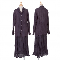  ALFASPIN Triacetate Linen Winkle Shirt & Skirt Purple M