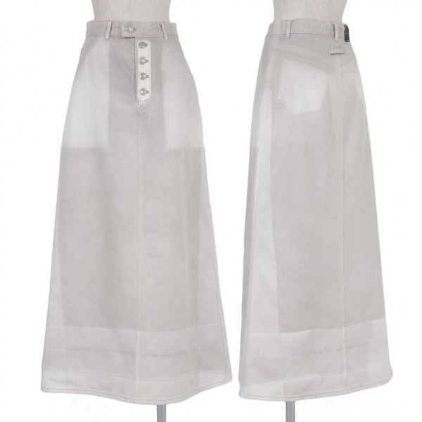 【SALE】ゴルチエジーンズGAULTIER JEAN'S ペイントデザインデニムスカート グレー白40