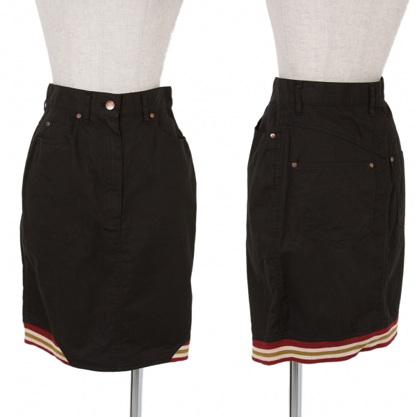 【SALE】ジュニアゴルチエJUNIOR GAULTIER コットンリネン裾リブスカート 黒40