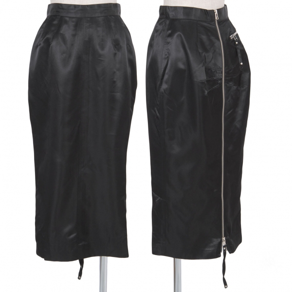 【SALE】ジャンポールゴルチエファムJean Paul GAULTIER FEMME　サテンバックジップスカート 黒40