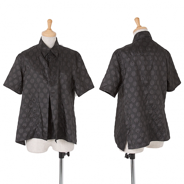 【SALE】ワイズY's ポリふくれドット半袖シャツ 黒1
