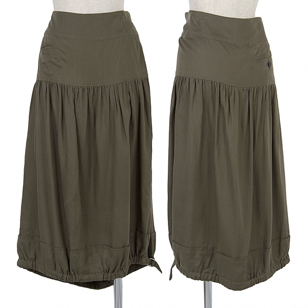 【SALE】ワイズY's レーヨンギャザー切替裾絞りスカート カーキ2