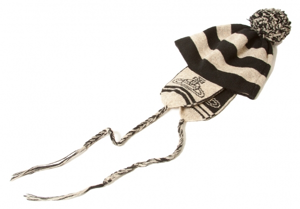 Vivienne Westwood Border Orb knit cap Black,Beige | PLAYFUL