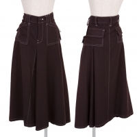  (SALE) Y's Brushed wool stitch design skirt Black 2