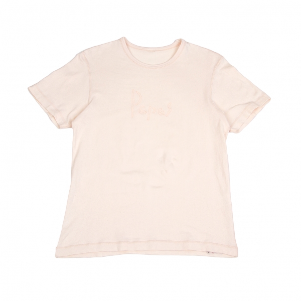 【最終値下げ】パパスPapas ロゴ刺繍Tシャツ 薄ピンク50(L)