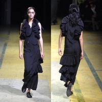  Yohji Yamamoto FEMME Silk frill skirt Black 2