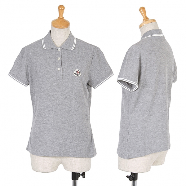 モンクレールMOCLER ワンポイントポロシャツ 杢グレー白S