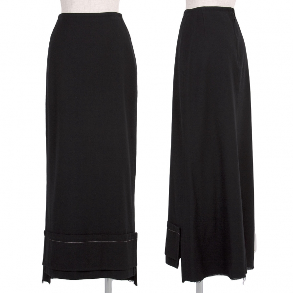 【最終値下げ】ワイズY's ウールフェルト裾パッチスカート 黒2