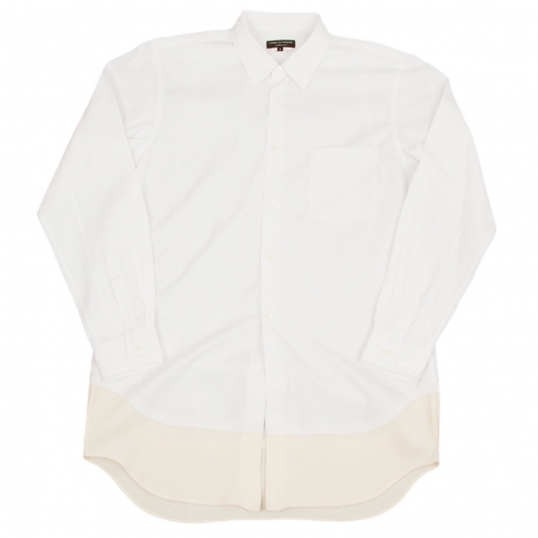 コムデギャルソンオムプリュスCOMME des GARCONS HOMME PLUS ウール裾切り替えコットンシャツ 白生成りS