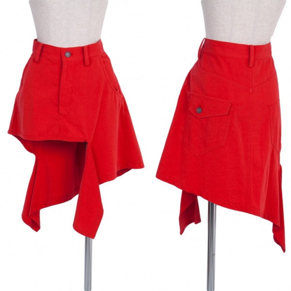 【SALE】ワイズY's 変形カットスカート 赤2