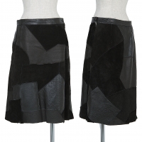  (SALE) tricot COMME des GARCONS Leather patchwork skirt Black M