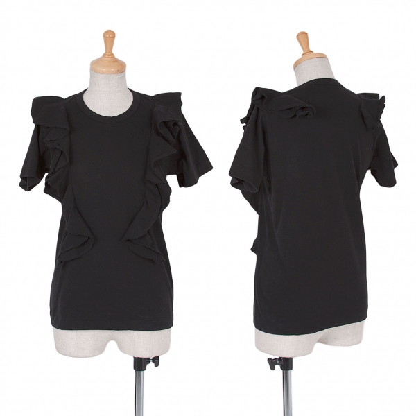 【SALE】コムコム コムデギャルソンCOMME des GARCONS フリル装飾Tシャツ 黒XS