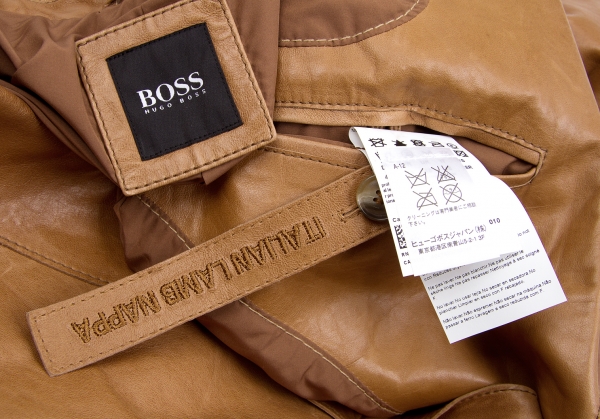 SALE) HUGO BOSS Lamb leather 2B tailored jacket Brown 48 | PLAYFUL